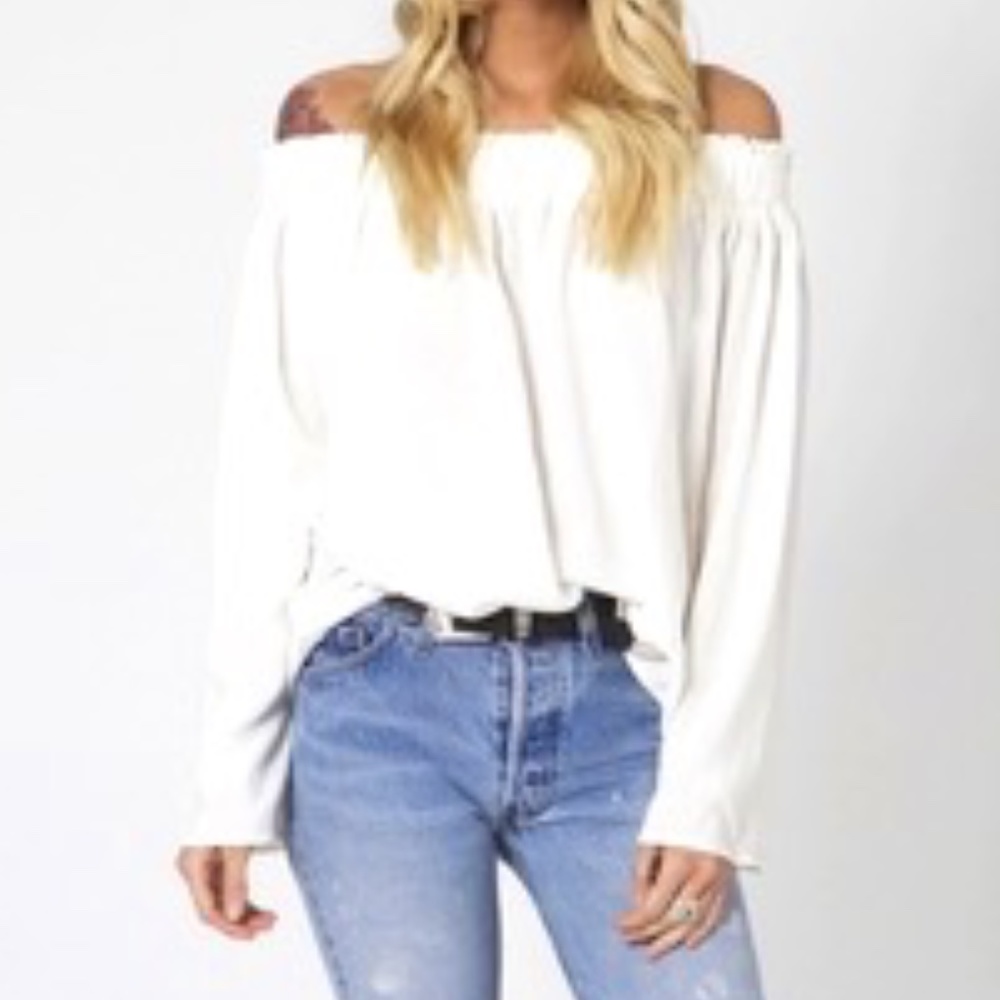 Stillwater Sun Kissed Shoulder Top White